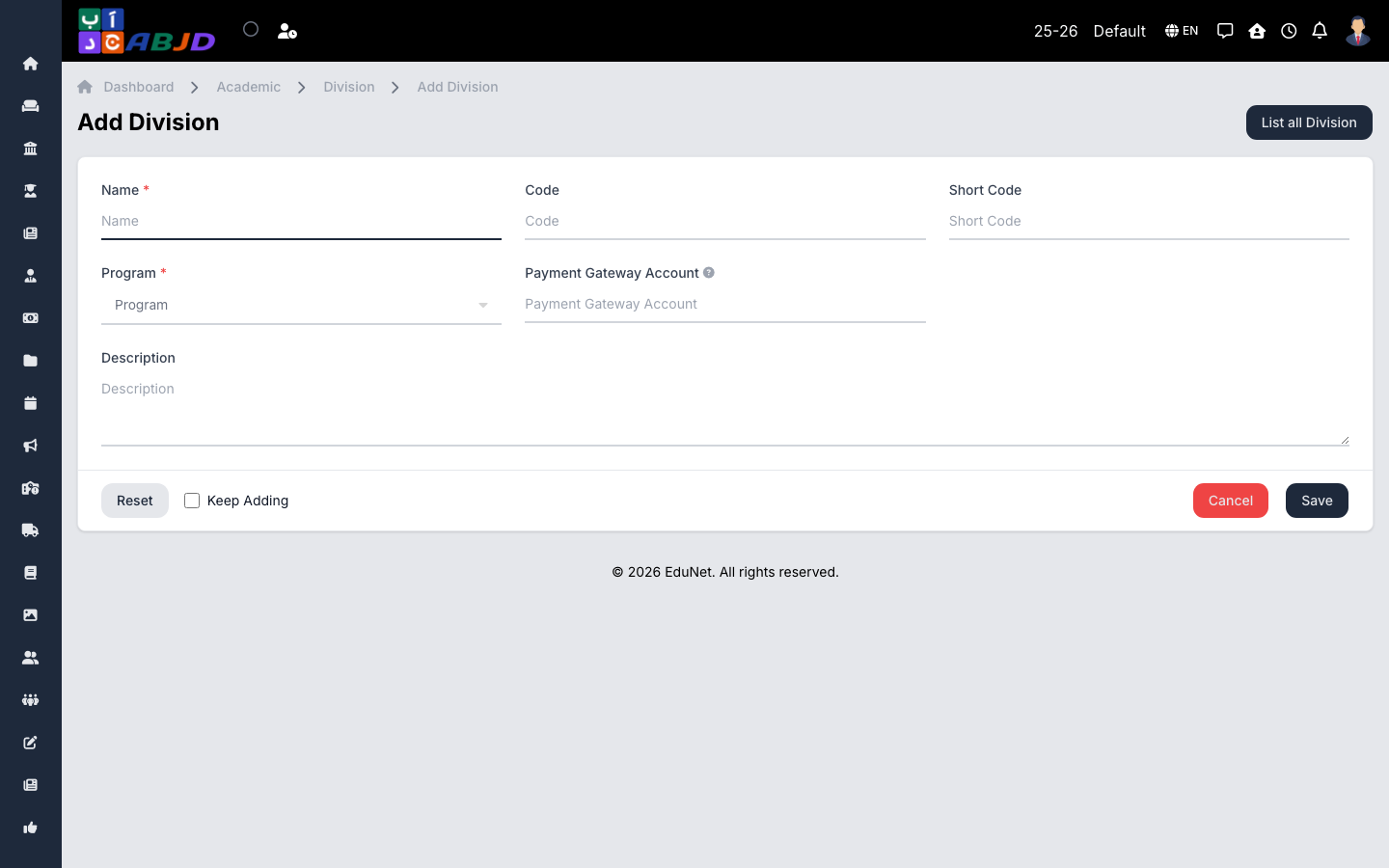 Add division form